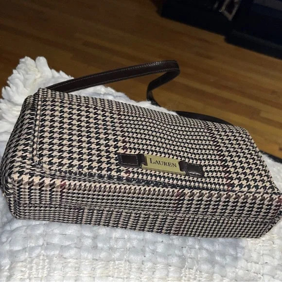 Ralph Lauren Houndstooth Shoulder Bag in Brown and Black - Picture 5 of 5